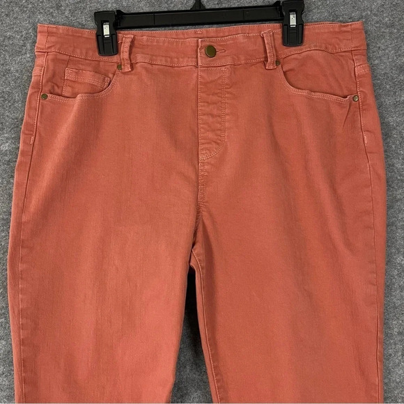 Soft Surroundings Pants Womens Large Peach Coral Stretch Jeans Straight Leg - Picture 2 of 14